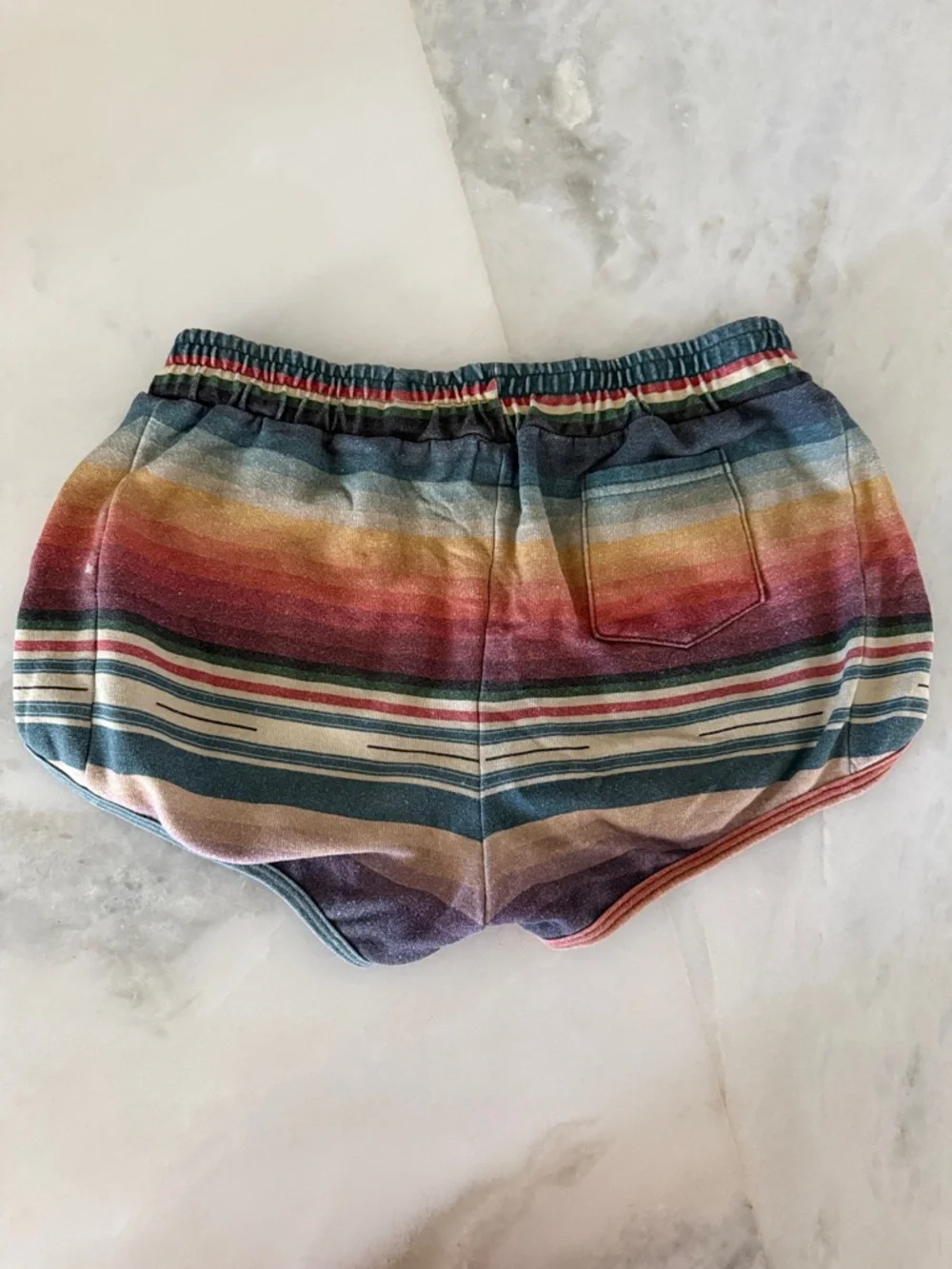 Aviator Nation Teal Sweatshorts with Rainbow Tag - Picture 4 of 6